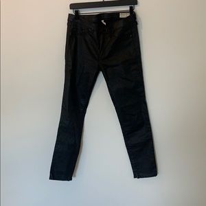 black wax coated denim